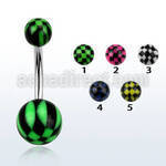 bndxa 316l steel belly banana w 5 8mm checkered acrylic ball