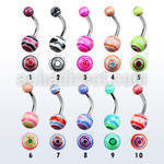 bndxb 316l steel belly banana with 5 8mm marble acrylic ball