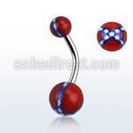 bndxs 316l steel belly banana with confederate acrylic balls