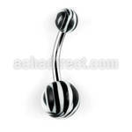 bndxt 316l steel belly banana with 5 8mm zebra striped ball