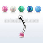 bne1op 316l steel eyebrow banana w a 3mm synthetic opal ball