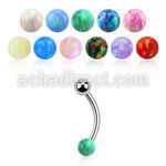 steel eyebrow banana 18g w lower 3mm opal ball