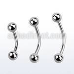 bne20b surgical steel eyebrow banana with two 3mm balls