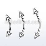 bne20cn 316l steel eyebrow banana with two 3mm cones