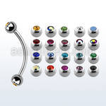 bne2c 316l steel eyebrow banana with 3mm bezel jewel ball