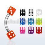 bne2di surgical steel eyebrow banana with 3mm uv dice