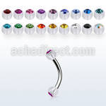 bneajb3 steel eyebrow banana w 3mm bio flex balls w crystals