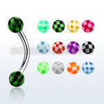 bnebck 316l steel eyebrow banana with 3mm acrylic checkered ball