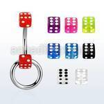 bneds 316l steel eyebrow banana w acrylic dice w slave hoop