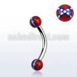 bnedxs 316l steel eyebrow banana with confederate acrylic balls