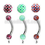 bnedxu steel eyebrow banana w 3mm balls w checker pattern