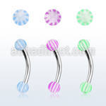 bnedxw steel eyebrow banana w 3mm acrylic balls w star pattern