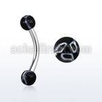 bnedxx steel eyebrow banana w 3mm black white flower balls