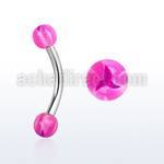 bnedxy steel eyebrow banana w 3mm acrylic balls w star pattern