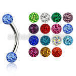 bnefr3 316l steel eyebrow banana with 3mm crystal ball w resin