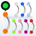 bneglb 316l steel eyebrow banana with 3mm acrylic luminous ball