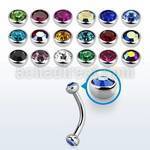 bnehjb3 316l steel eyebrow banana with 3mm bezel set balls