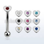 bnehrc 316l steel eyebrow banana w central crystal heart