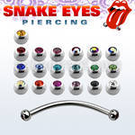 bnejb25l 316l steel snake bite banana w 2 tiny 2 5mm jewel balls