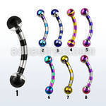 bnemt zebra striped pvd 316l steel eyebrow banana w 3mm balls