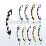 bnemtn zebra striped pvd 316l steel eyebrow banana w 3mm cone