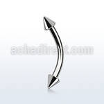 bnenx25 surgical steel eyebrow banana with two 2 5mm cones