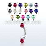 bnepr 316l steel eyebrow banana with 3mm faux pear balls