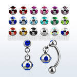 bner8 316l steel eyebrow banana with dangling jewel ball