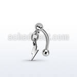 bnerlit1 316l steel eyebrow banana w dangling lightning symbol