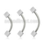 bnes2di surgical steel eyebrow banana with two 3mm dices