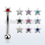 bnesrc 316l steel eyebrow banana with central crystal star