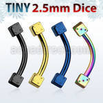 bnet2d25 anodized 316l steel eyebrow banana with two 2 5mm dices