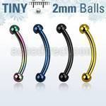 bnetb2 anodized 316l steel eyebrow banana with 2mm ball