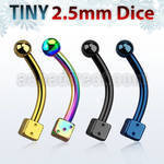 bnetdi25 anodized 316l steel eyebrow banana w 2 5mm dice ball