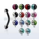 bnetfr3e anodized 316l steel eyebrow banana w 2 color ball