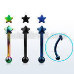 bnetsr anodize 316l steel eyebrow banana with crystal star top