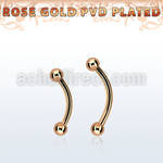 bnettb25 rose gold steel eyebrow banana w 2 2.5mm balls