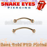 bnettbl rose gold steel snake eye piercing banana w 2 3mm balls