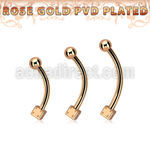bnettds rose gold steel eyebrow banana w one 2.5mm dice 1 ball