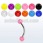bneuvb 316l steel eyebrow banana with 3mm acrylic uv ball