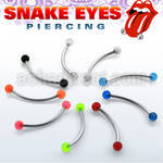 bnevbl 316l steel snake eye banana with two 3mm acrylic uv ball