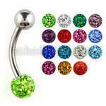 bnfr6 316l steel belly banana w steel ball gem resined ball