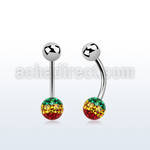 bnfr6r 316l steel belly banana w rasta stripes ferido ball