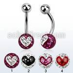 bnfr8b 316l steel belly banana w heart ferido resined ball