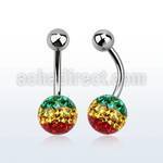 bnfr8r 316l steel belly banana with rasta ferido ball