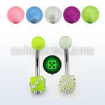 bngldic 316l steel belly banana w 5mm glow ball crystal dice