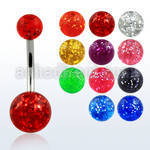 bngt 316l steel belly banana w 5 8mm acrylic glitter ball