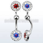bnmtj22 steel belly banana w flat w crystals in a flower design