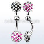 bnmtj23 steel belly banana w flat w crystals in a dotted design