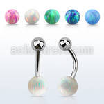 bnop6 316l steel belly banana w lower 6mm synthetic opal ball